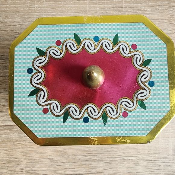 VINTAGE MCM English Tea Tin Canister with Lid Colorful Flowers - Picture 4 of 13